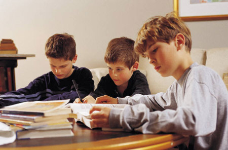 children studying